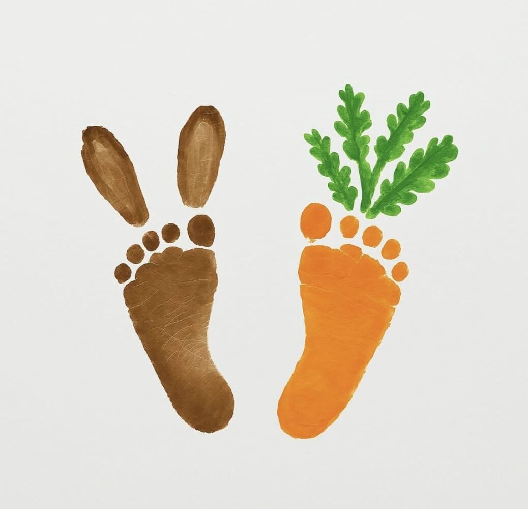bricolages de Pâques avec des empreintes La carotte géante 