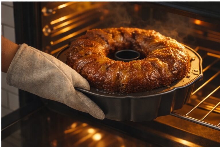 gâteau aux bananes en bunt sortie du four-wooloo