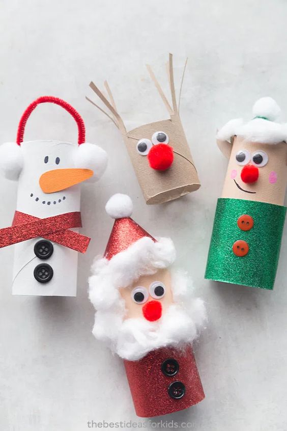 bricolages de Noël en rouleaux de papier-bonhomme de neige-1-wooloo