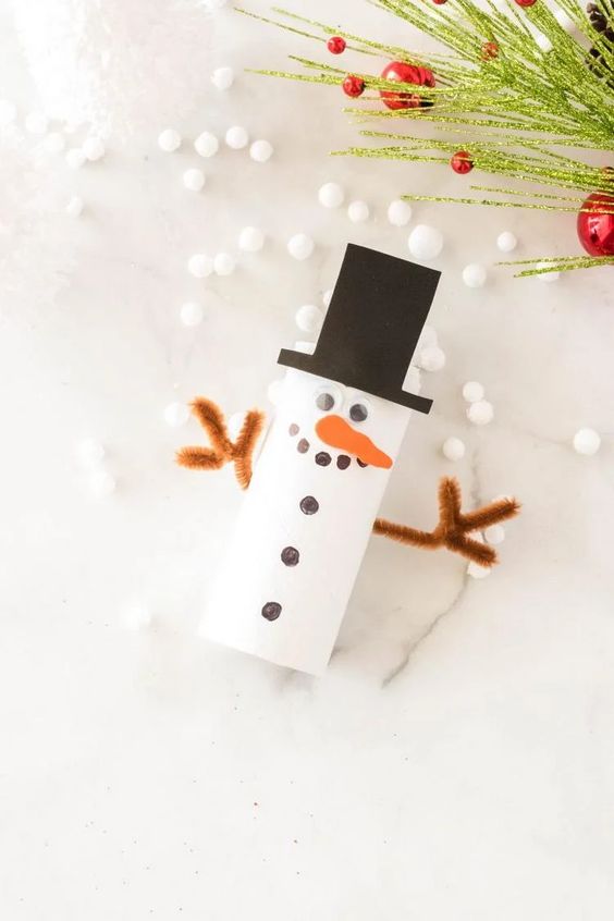 bricolages de Noël en rouleaux de papier-bonhomme de neige-3-wooloo