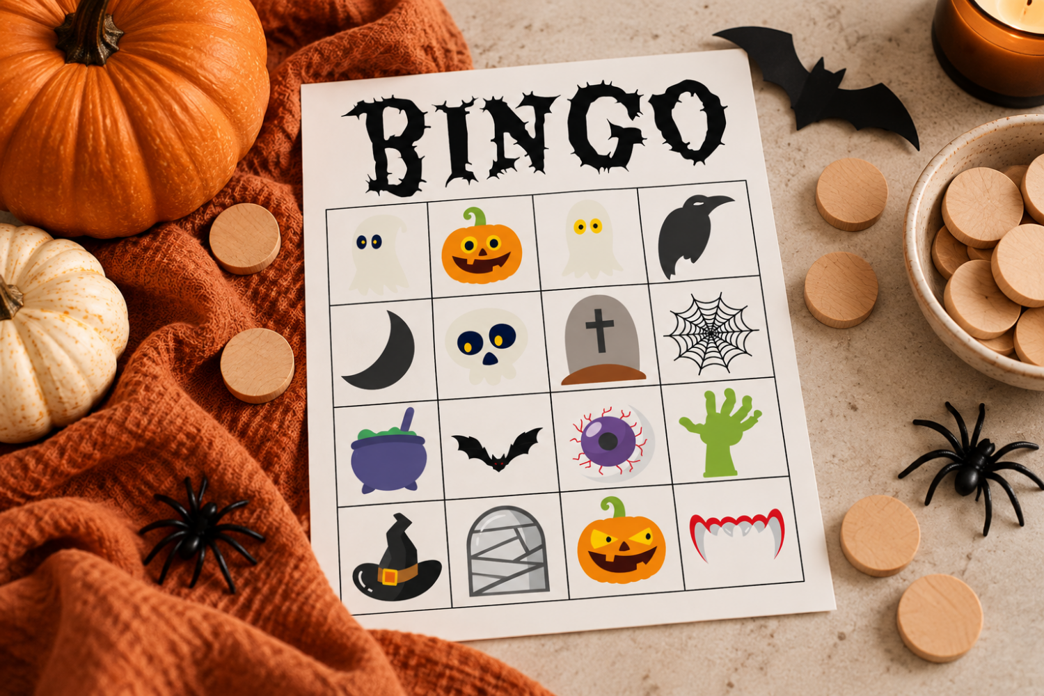 carte de jeu de Bingo pour Halloween
