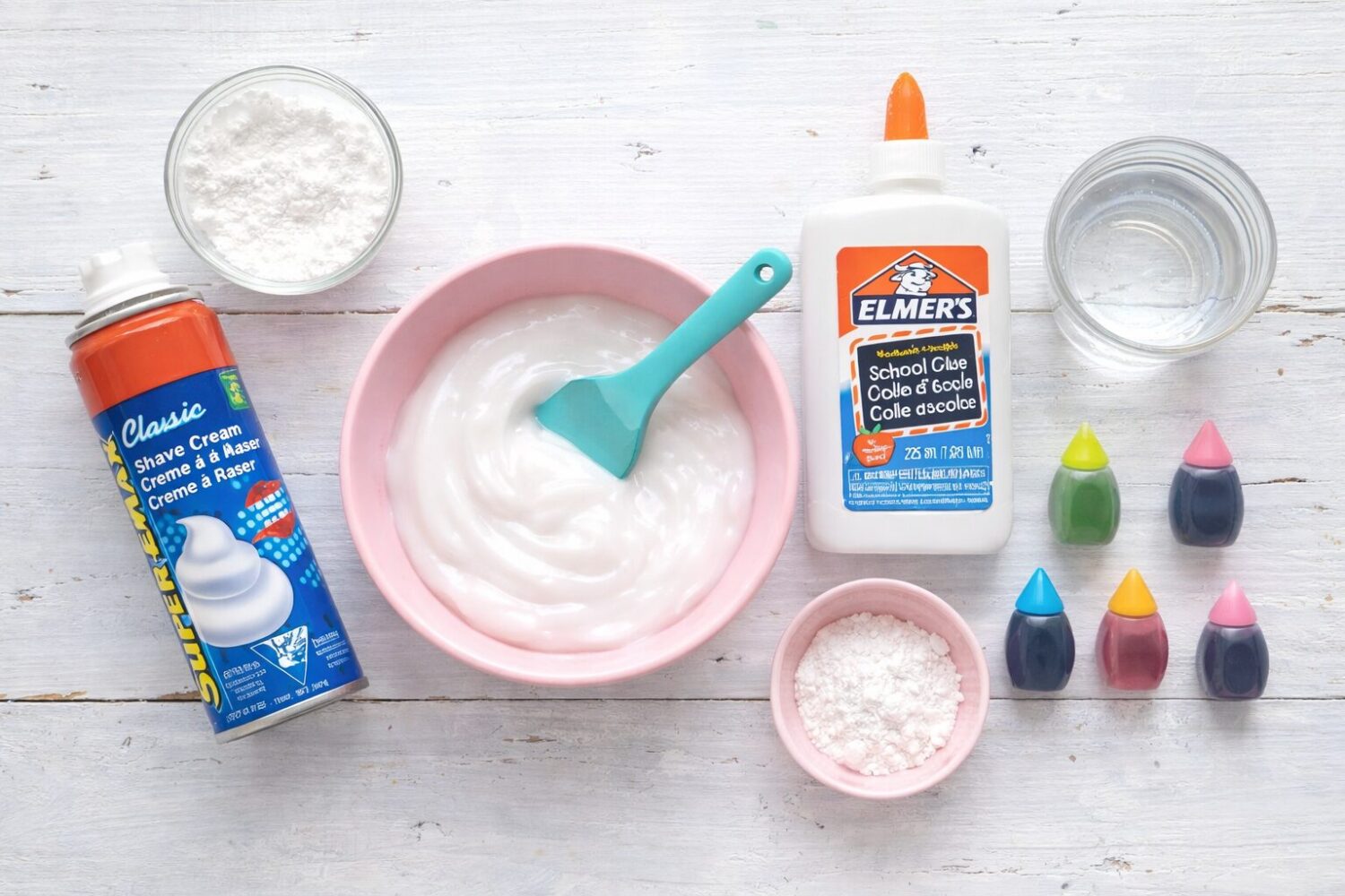 ingrédients pour faire de la fluffy slime (glu aérienne)