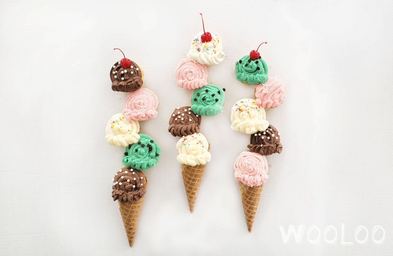 Dessert facile : cornets de glace en 3 couleurs