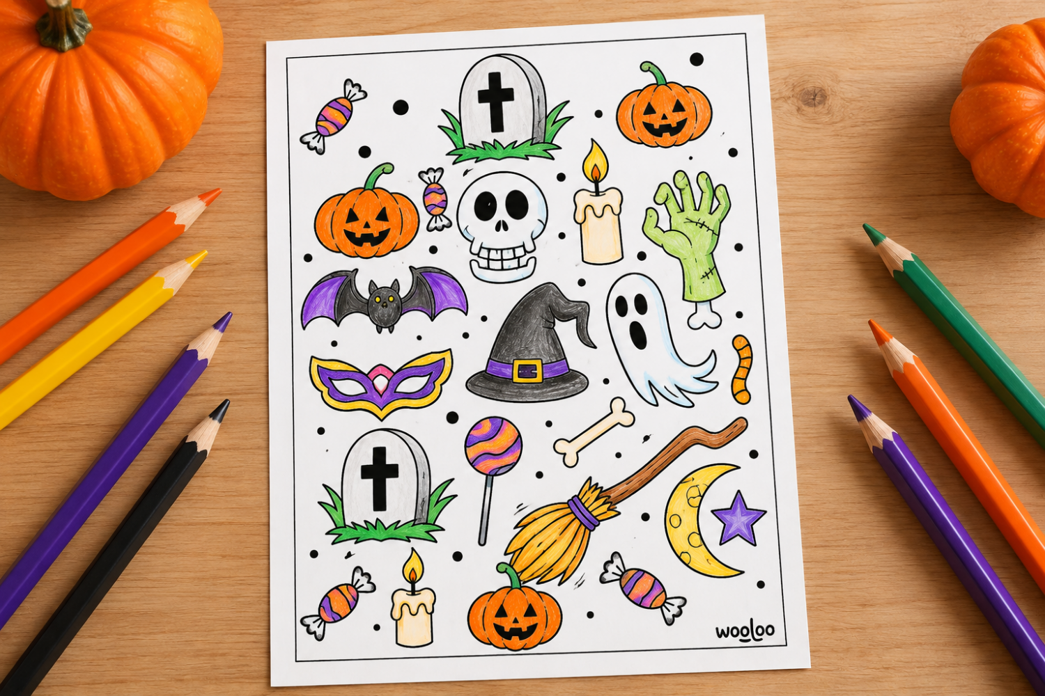 Coloriage Halloween à imprimer dessins faciles pour enfants - wooloo