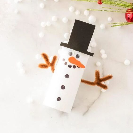 bricolages de Noël en rouleaux de papier-bonhomme de neige-3-wooloo
