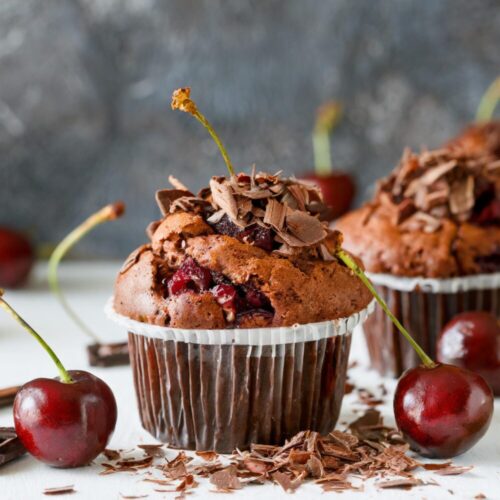 Muffins Chocolat et Cerises Faon Fort Noire