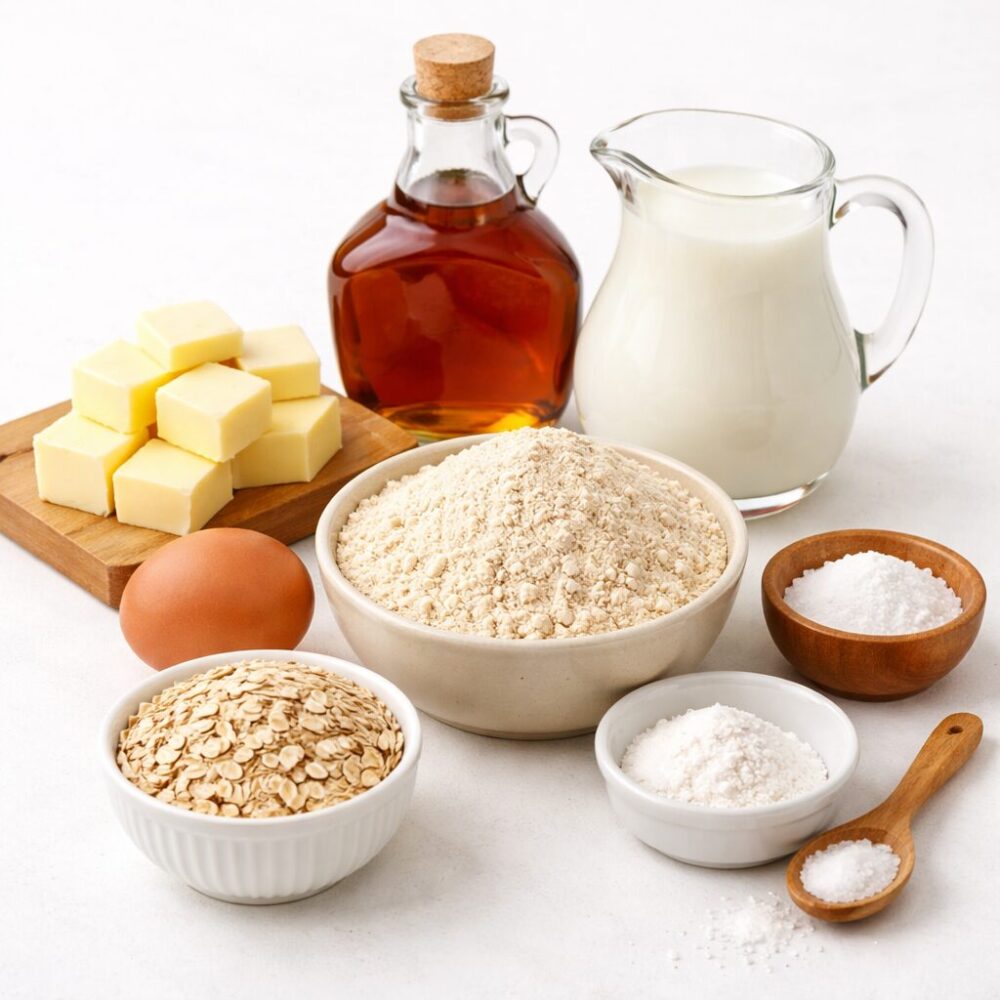 les ingrédients pour faire des Biscuits à l’avoine et à l’érable