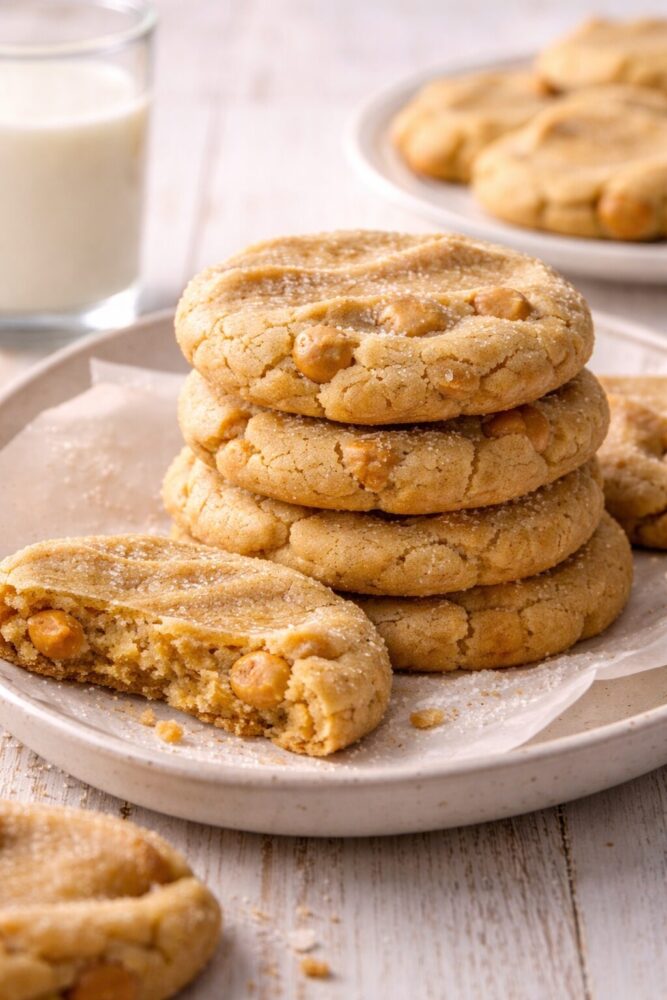 biscuits au beurre d'arachide dans une assiette avec un verre de lait-wooloo
